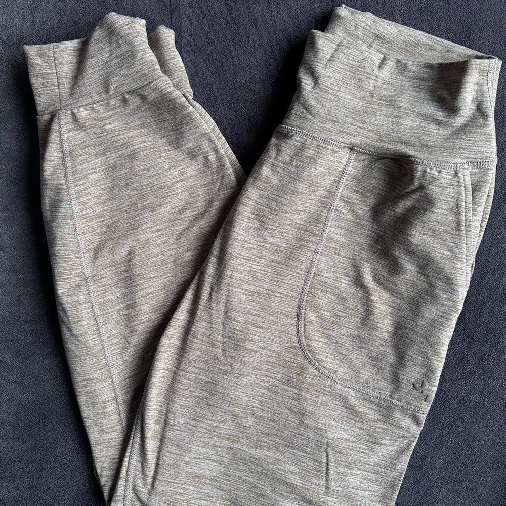 JoyLab Mocha Brown and Cream High-Waisted Jersey Joggers